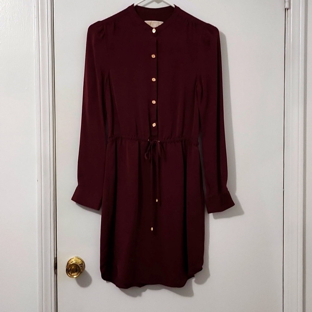 Michael Kors Long Sleeves Dress Burgundy